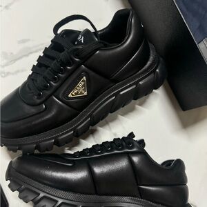 Prada Padded Nappa Leather Black Sneakers Shoes